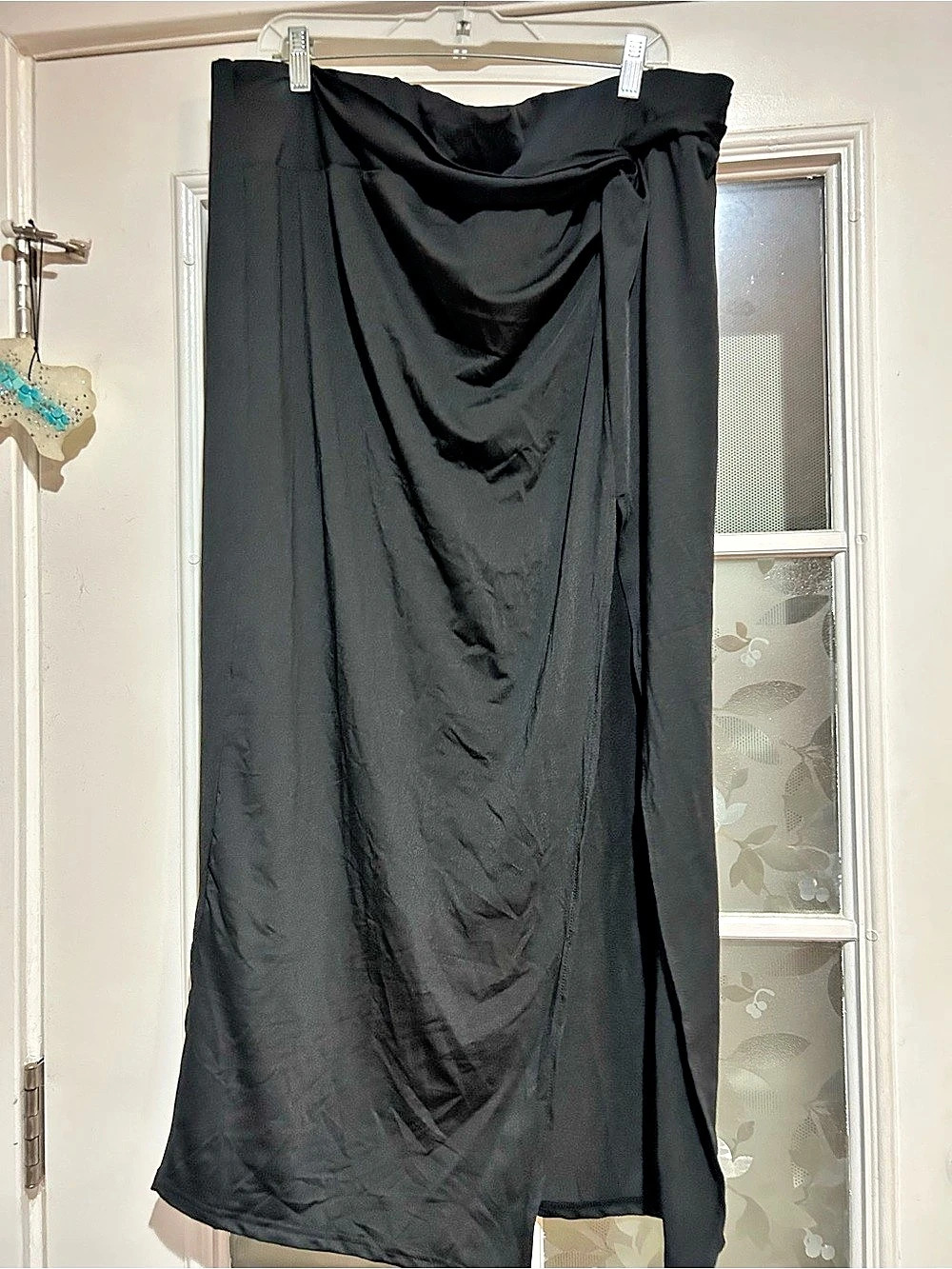 Black Draped Maxi Skirt Like New
